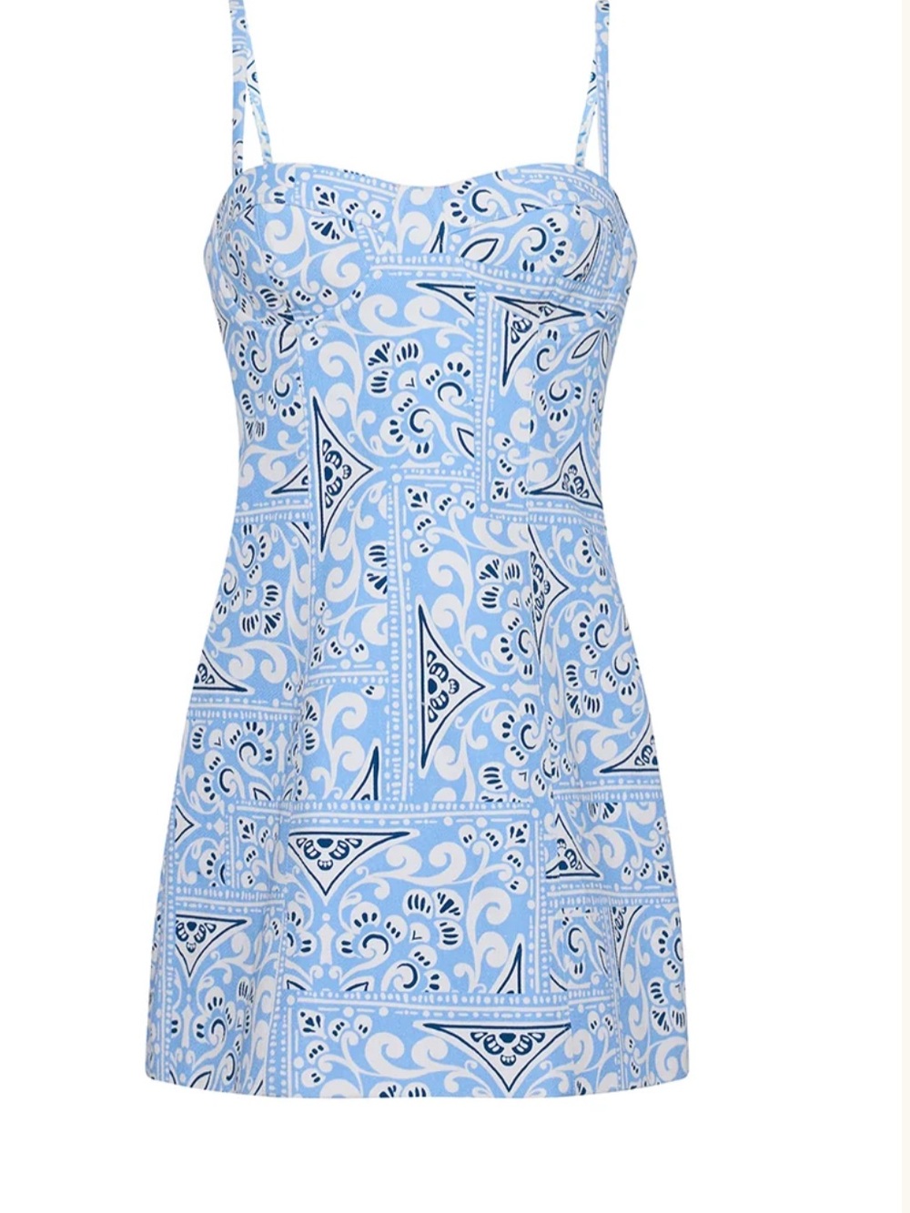 Cara Cara Claudine Mini Dress Color: Heart Tile Cornflower
